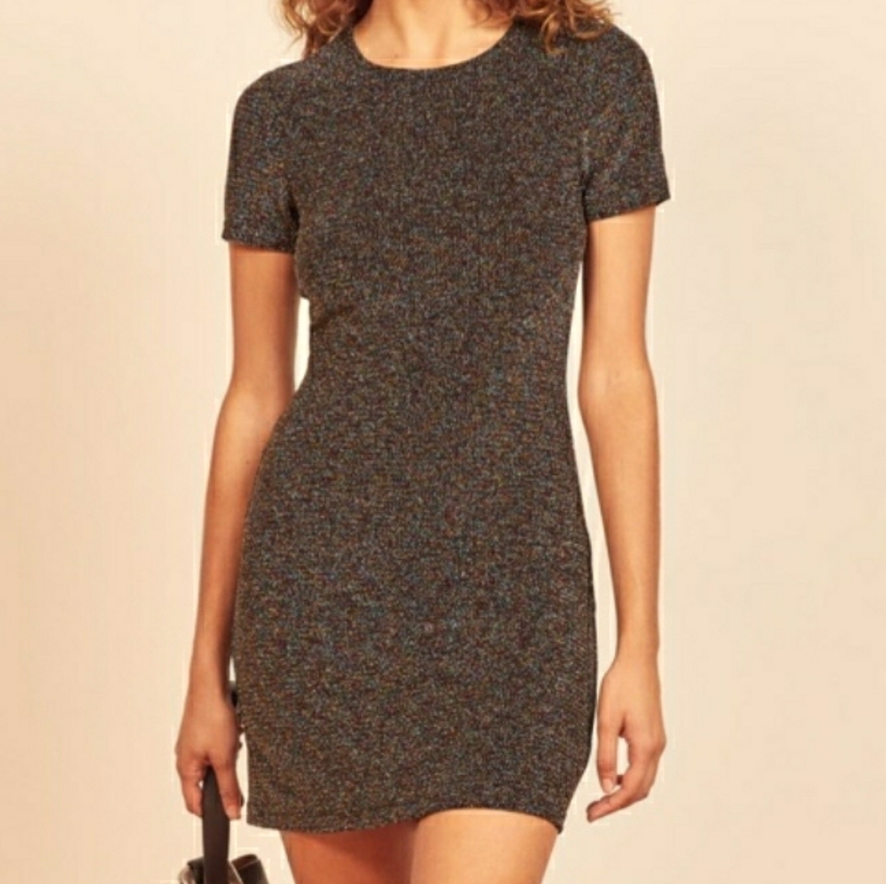 Reformation rainbow sparkle mini dress